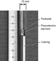 Figure 2. Sensor casing inside which the piezoelectric element was attached.
