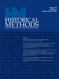 Cover image for Historical Methods: A Journal of Quantitative and Interdisciplinary History, Volume 55, Issue 1, 2022