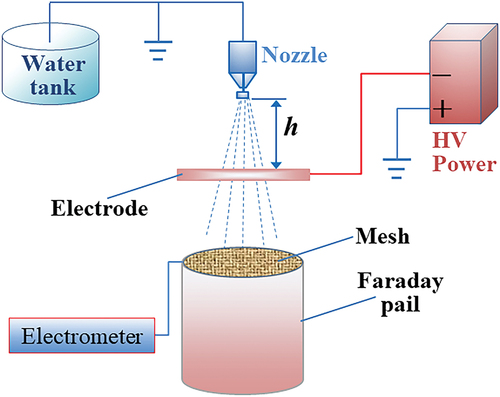 Figure 1. A schematic diagram of the spray droplet charging test system.