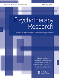 Cover image for Psychotherapy Research, Volume 26, Issue 6, 2016