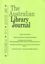 Cover image for The Australian Library Journal, Volume 44, Issue 3, 1995