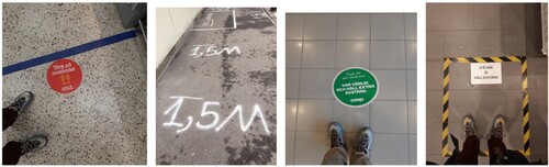 Figure 1. Examples of warning designs placed on the floor/ground.
