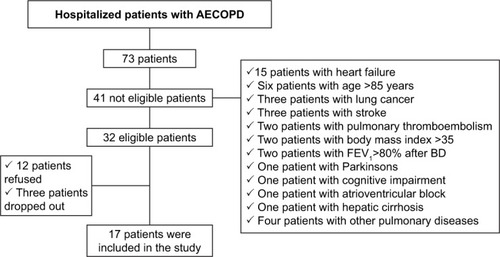 Figure 1 Screening flowchart for hospitalized patients with AECOPD.