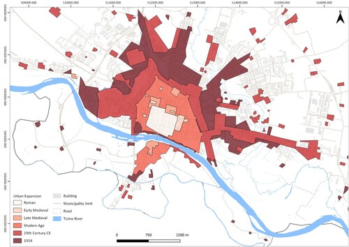 Figure 2. Historical urban development of Pavia.