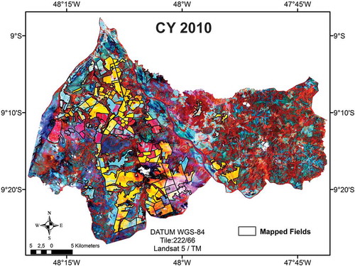 Figure 2. Example of reference map created from Landsat and IRS-P6 images from the CY2010 in the study area.