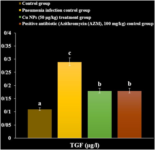 Figure 8. The effect of CuNPs on BALF inflammatory cytokines level (TGF).