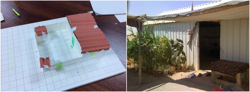 Figure 13. Example of ‘design you own’ from Azraq camp, shelters took rectangular shape with a side garden similar to existing adaptations in this camp.
