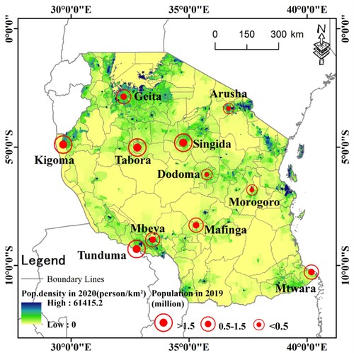 Figure 1. Map of Tanzania showing the 11 urbans centers under this study.