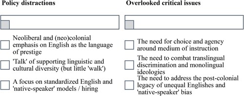 Figure 5. Policy distractions and overlooked critical issues.