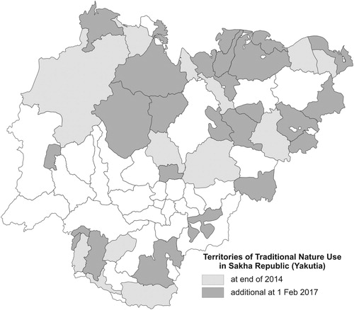 Figure 2. Territories of Traditional Nature Use (TTNUs) in Sakha Republic (Yakutia).