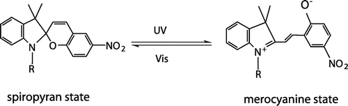 Scheme 1. The photochromism scheme of spiropyrans under UV and vis light.