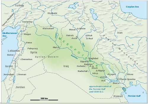 Figure 1. Map showing the extent of Mesopotamia