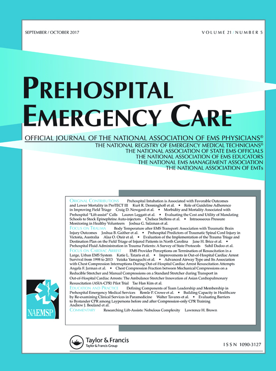 Cover image for Prehospital Emergency Care, Volume 21, Issue 5, 2017