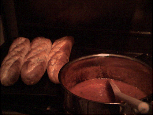 Figure 3. Collette’s photograph of ‘meatballs night’ ‘sauce and garlic bread’.