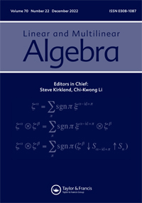 Cover image for Linear and Multilinear Algebra, Volume 70, Issue 22, 2022