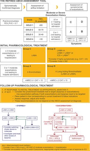 Figure 2 Diagnosis, assessment, initial, and follow-up treatment of COPD.