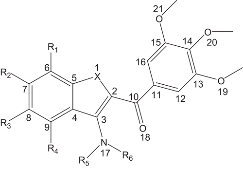 Figure 2.  Molecular structures and numbering of studied CA-4 analogs.