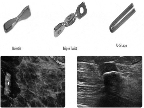 Figure 2. MammoMARK/CorMARK biopsy clips in their native forms (a) and after clip deployment (b)