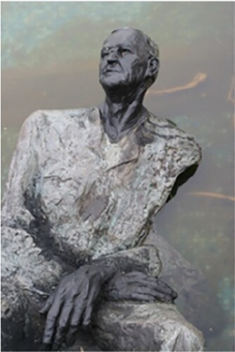 Figure 3. The hands and face of the sculpture of State President C R Swart painted in black on the Bloemfontein campus of the University of the Free State, South Africa, on 22 February 2016. Image courtesy of the UFS Art Gallery.