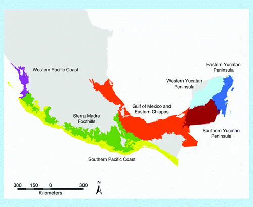 Figure 1.  Spatial distribution of the ecoregions in Mexico.