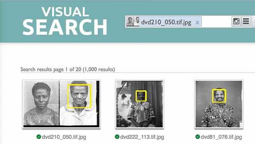 IMAGE 13. Results of face-matching, searching with the face of the man in Image 10. Reproduced courtesy of Jacques Toussele and VGG. (a) Results of face-matching, searching with the face of the man in Image 10. Using option to show only matching faces. Reproduced courtesy of Jacques Toussele and VGG.