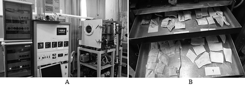 Figure 1. General view of the research bench СВП-0.36 and raw materials samples.