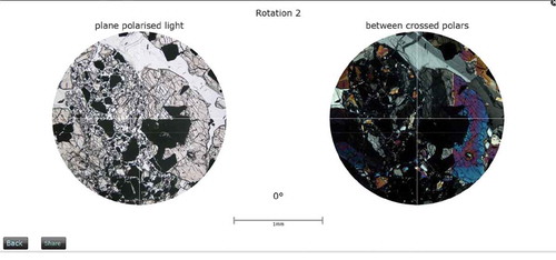 Figure 1. A picture of a virtual microscope interface from the Open University, showing the polarised light feature. Figure from https://virtualmicroscope.org reproduced under the Creative Commons Attribution-NonCommercial-ShareAlike 2.0 Licence