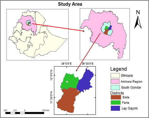 Figure 1. Location map of the study area (South Gondar). Source: Computed based on Ethio-GIS database.