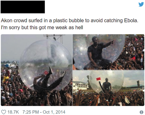 Figure 3. Akon in plastic bubble.