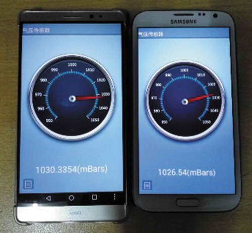 Figure 8. Barometric difference between Huawei Mate8 (right) and Samsung (left).