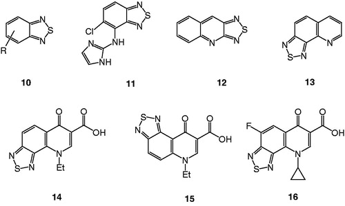 Figure 2. Some compounds containing thiadiazolo moiety known in the literature.