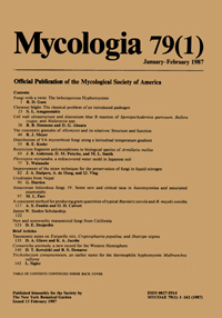 Cover image for Mycologia, Volume 79, Issue 1, 1987