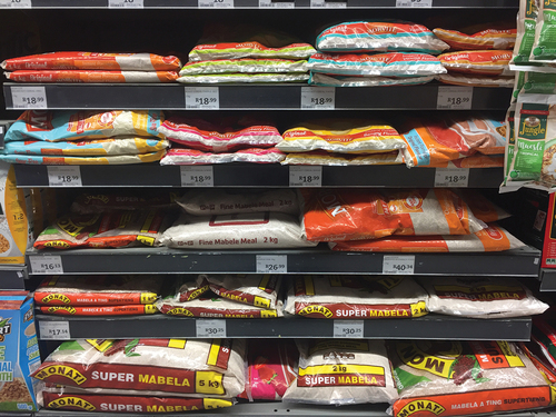 Figure 7. Packets of mabele meal and morvite on sale at a local supermarket (Source: Author’s own).
