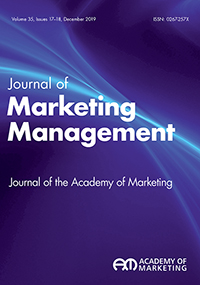 Cover image for Journal of Marketing Management, Volume 35, Issue 17-18, 2019