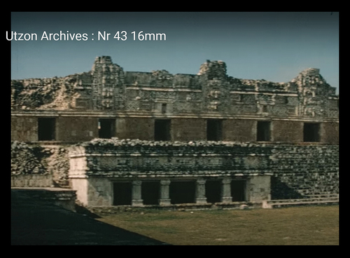 Figure 5. House of the Nuns, Uxmal, Yucatan. Still from Jørn Utzon’s original 1966 film. The Utzon Archives, Aalborg University Library (© Utzon Archives/ Aalborg University & Utzon Center). Used under Fair Dealing Provision for Criticism and Review.