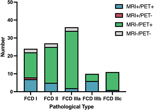 Figure 3 The combined results of MRI and PET/CT of different pathological types of FCD.