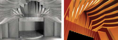 Figure 8. Comparison between acoustic model of the Minor Hall dated 1965 (New South Wales Archives Ref. 4/7897B) (L) and Opera Theatre proposal dated 2005 (R). Image of Opera Theatre proposal used with permission by Utzon Architects and JPW – Architects in Collaboration. Used under Fair Dealing Provision for Criticism and Review.