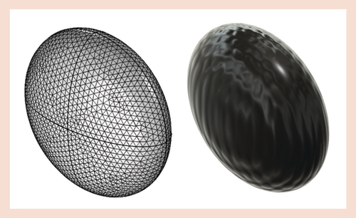 Figure 2. Schematic representations of a computer-aided design model (left) and a 3D printed object (right).