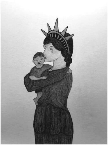 Figure 5. Student drawing, Tears for Liberty, 2020. Graphite on canvas paper.