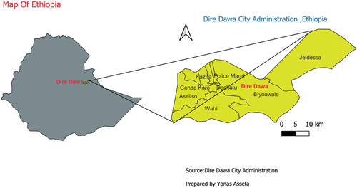 Figure 1. Administration Map of Dire Dawa City Administration, Ethiopia,2021.(source:Dire Dawa City Administration).