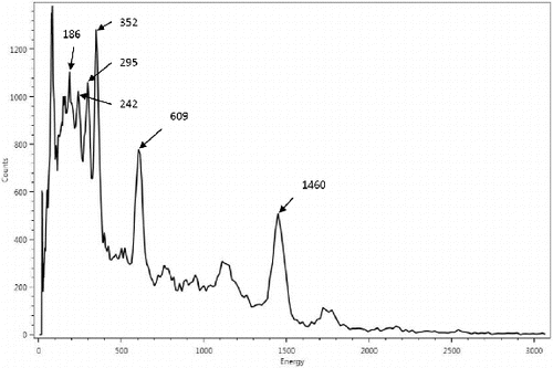 Fig. 2. Ra226 efficiency calibration spectrum.