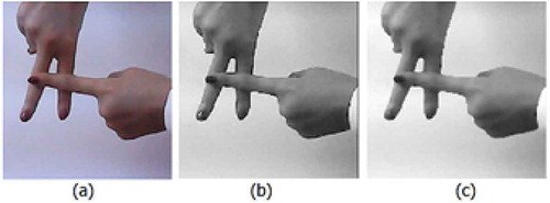 Figure 9. (a) original image (b) grayscale image (c) median filtered image