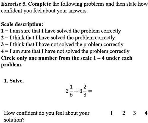 Figure 4. Exercise 5 of Metacognitive Test 1.