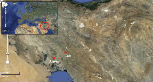 Fig. 1 Location of weather stations in south-western Iran.