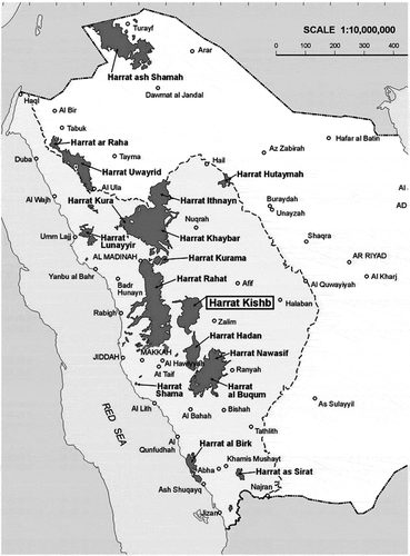 Figure 17. The geographical layout of Harrats in the KSA