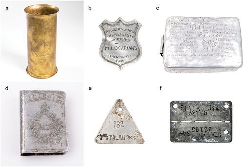 Figure 2. Examples of objects (without scale) related to POWs of Stalag VIII B (344) Lamsdorf (author E. Góra, source: the Central Museum of Prisoners-of-War).