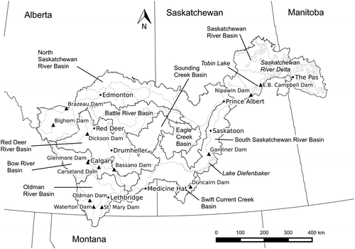 Figure 1. Saskatchewan River basin and major sub-basins.