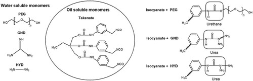 Figure 1. Reaction scheme for producing polyurethane-urea microcapsules.