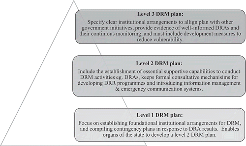 Figure 1. KPA 3’s levels of DRM planning (adapted from RSA Citation2005:41–42).