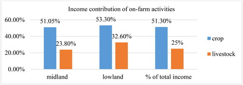 Figure 2. Percentage of income contribution of on-farm activities.Source, own survey, 2020.